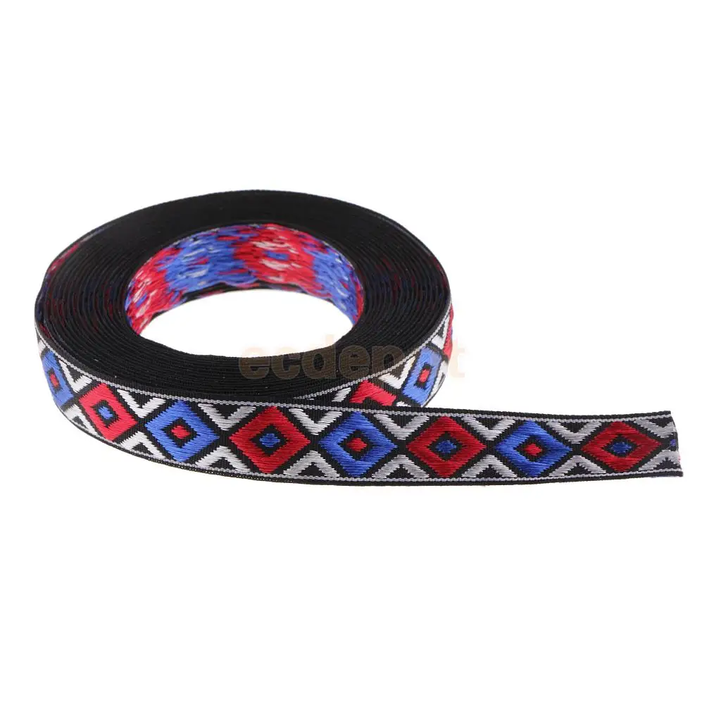 3 Yards 13mm Ethnic Embroidery Lace Ribbon Boho Lace Trim Embroidered Fabric National Jacquard Ribbon DIY Clothes Bag Accessory