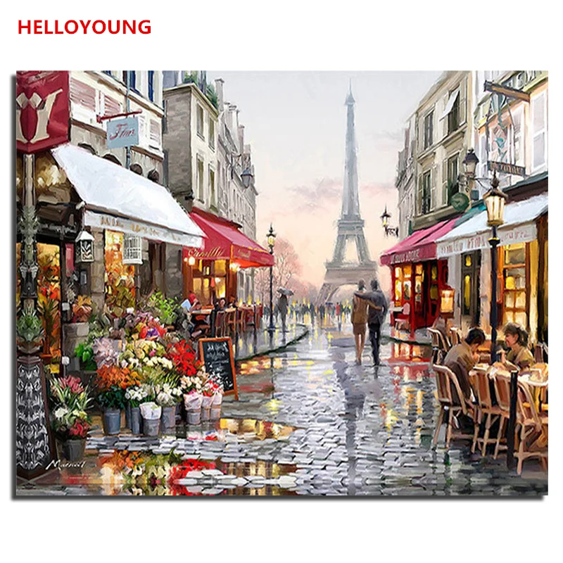 

Romantic Paris City Landscape DIY Handpainted Oil Painting Digital Painting by numbers oil paintings chinese scroll paintings