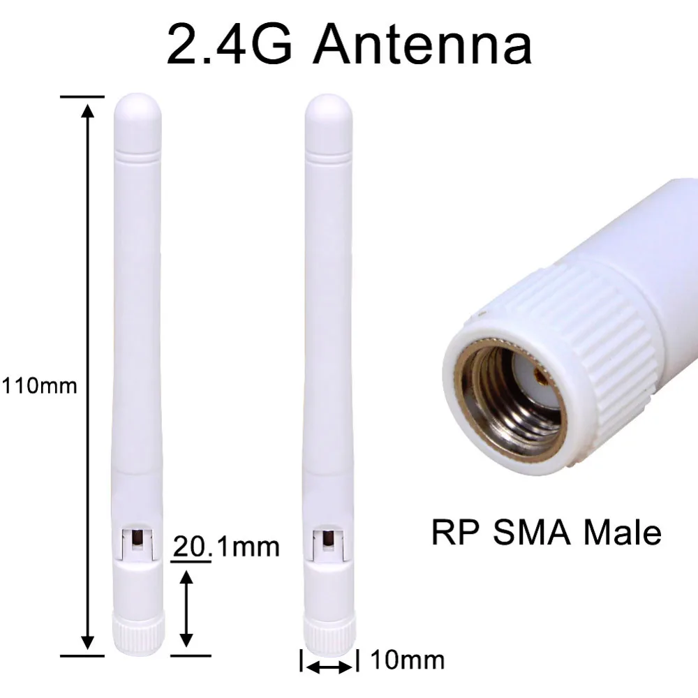 10 шт. 2-3 дБи 2,4 ГГц антенна WiFi RP SMA Мужской Универсальный антенны Усилитель WLAN маршрутизатор Antenne разъем Booster