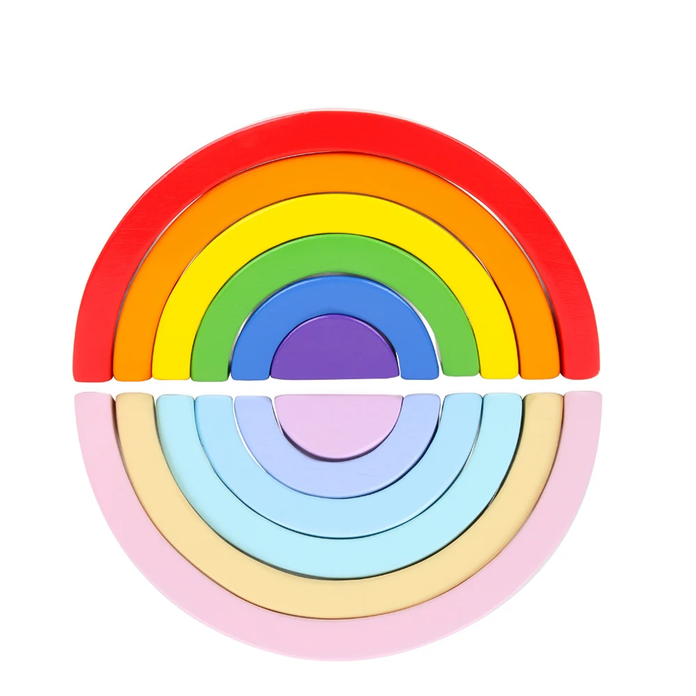 

6Pcs/Set Wooden Rainbow Toys Tor Children Wooden Blocks Toy Kids Montessori Educational Wooden Toys Creative Didactical Games