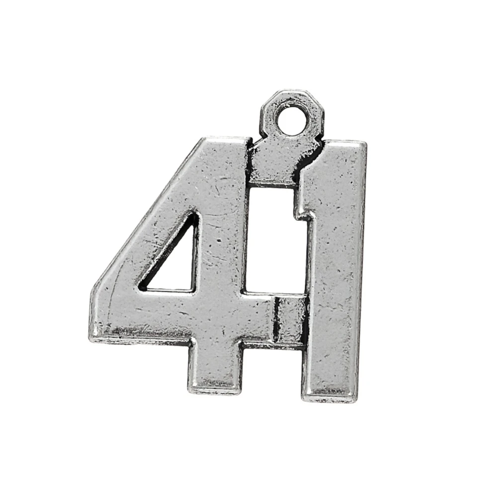 15 unids plateada rodio de la letra 41 suerte dijes de metal|metal charms snowflakemetal charms for scrapbooking - AliExpress