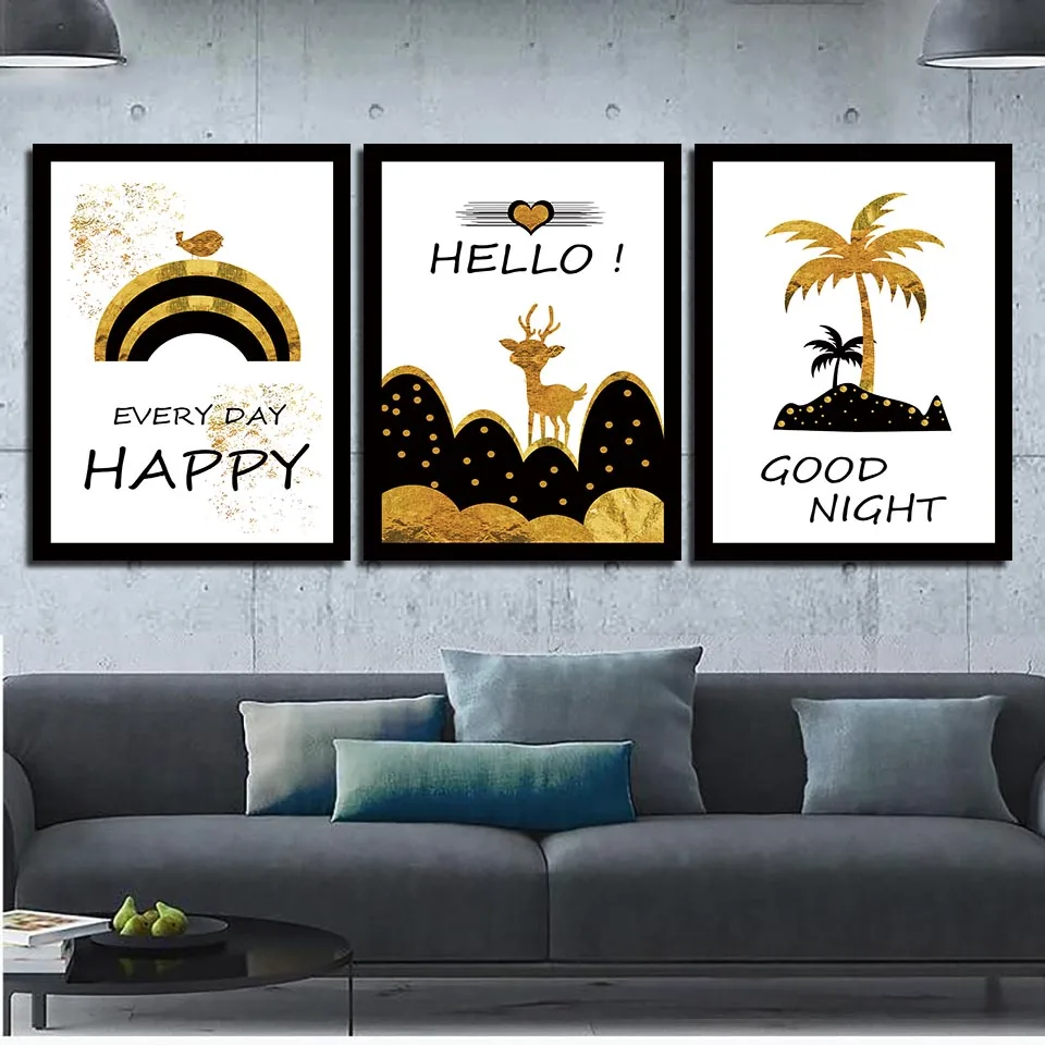 Modern-Canvas-Nordic-Style-Prints-Art-Golden-Rainbow-Deer-Coconut-Painting-Decor-Kids-Room-Wall-Framework