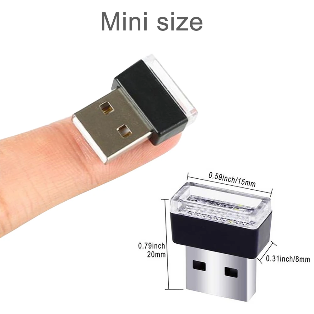 Автомобильный атмосферный окружающий светильник светодиодный мини USB