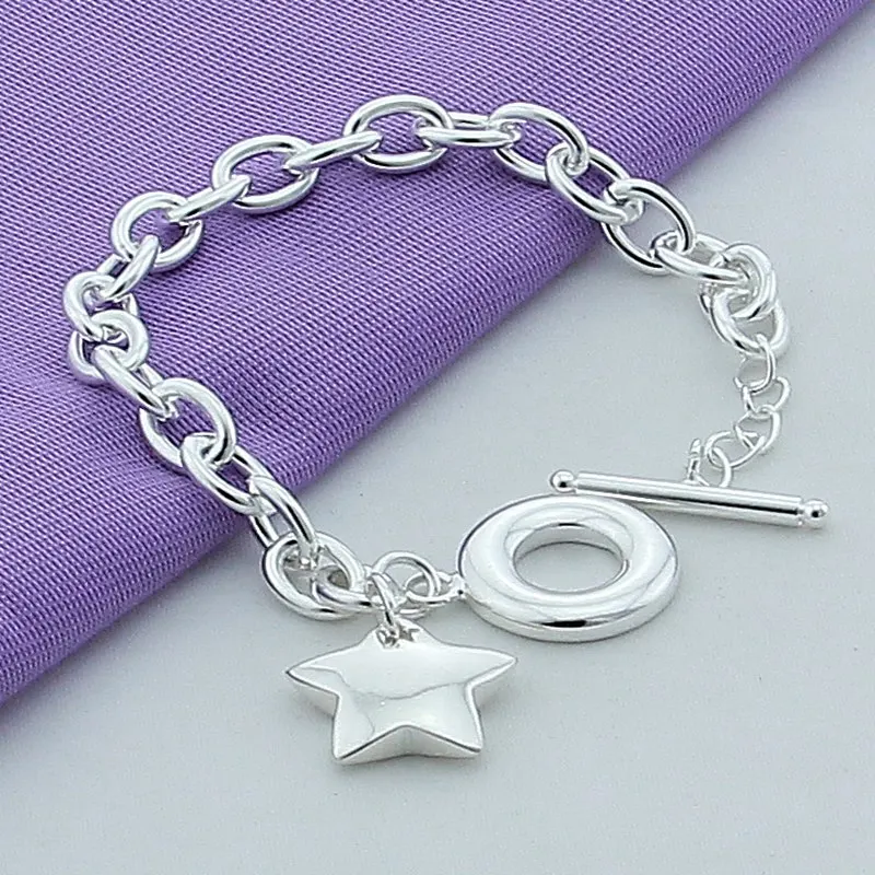 

Wholesale Jewelry 925 Silver Stars Pendant Bracelets Fashion Women High Quality Bracelet Chain Free Shipping
