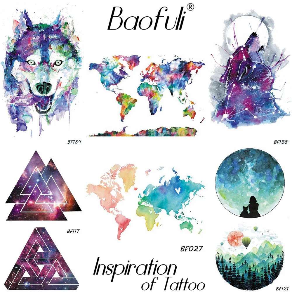 

BAOFULI Boys Waterproof Cartoon Kids Temporary Tattoo Watercolor Global Map Flash Tattoo Body Arm Art Drawing Tatoos Stickers