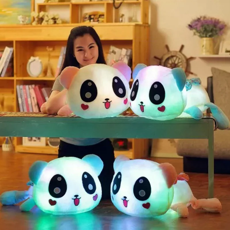 Симпатичные панды светящиеся плюшевые игрушки Красочные Световой кукла Мягкие плюшевые подушки животных Детские подушки со светодиодной