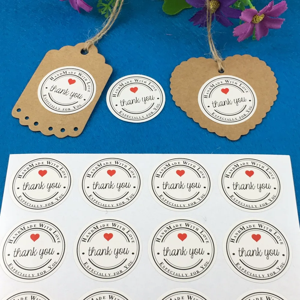 Самоклеящиеся Стикеры Thank You love 100 шт./лот белая этикетка наклейка диаметром 3 5 см