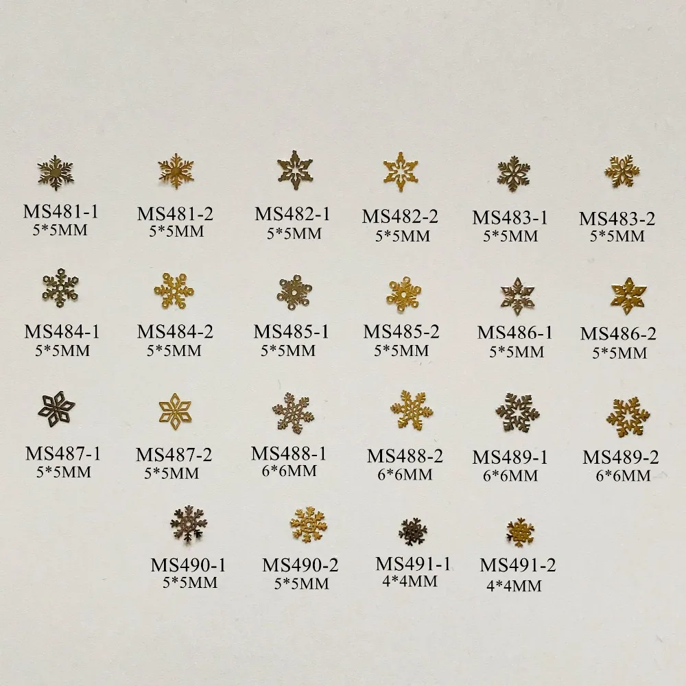 

Approx. 1000pcs/bag Silver/Gold New Christmas Series Snowflake non-adhesive Soft Metal Sticker Nail Art Decoration 34