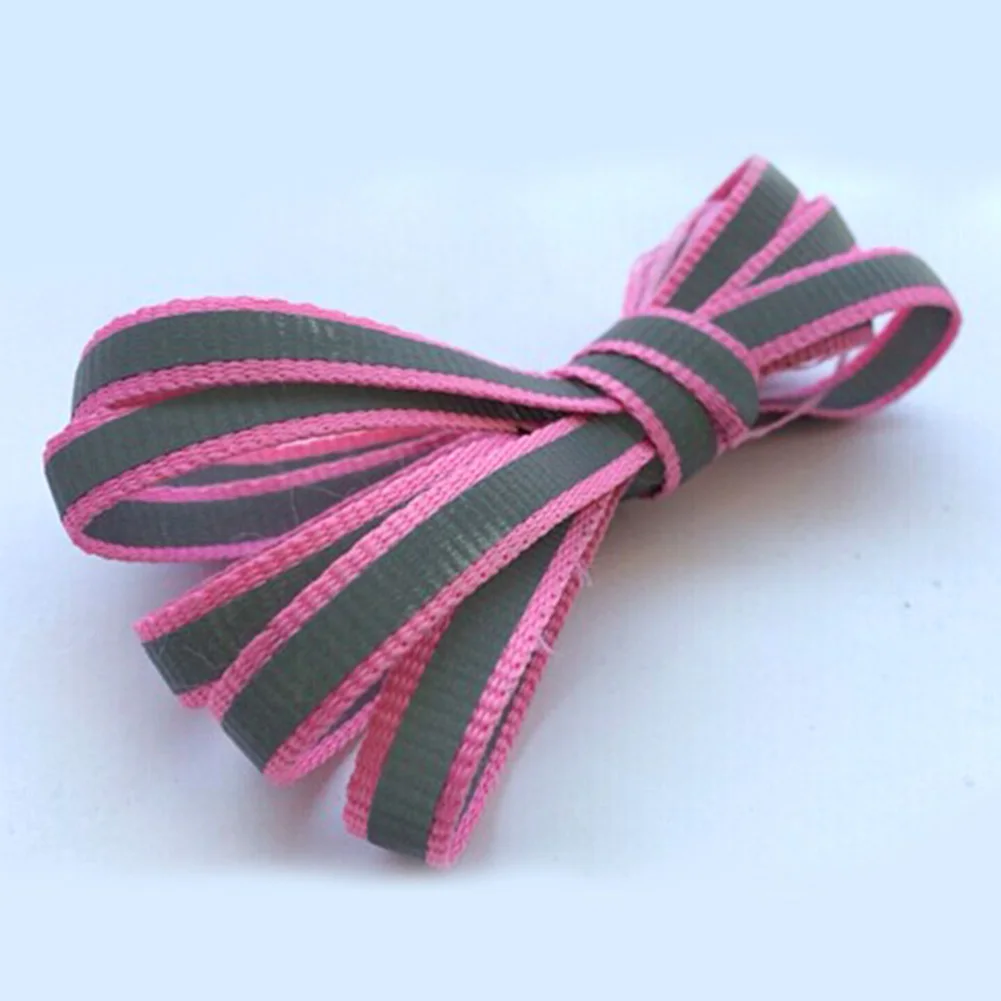 1 пара плоских отражающих ботинок бегуна шнурки освещенные двухсторонние Светоотражающие шнуровки Веревка безопасности люминесцентный светящийся шнурки - Цвет: Розовый