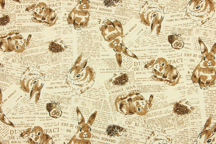Импортная утолщенная хлопковая ткань с английскими буквами и принтом кролика, ручная работа, стеганая ткань для сумок, хлопок, A959
