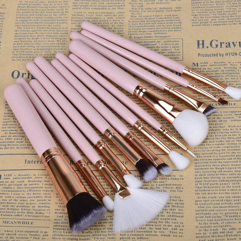 15pcs Pink Makeup Brushes Set Powder Foundation Eyeshadow Eyebrow Brush Cosmetic Beauty Tools Kit (5)