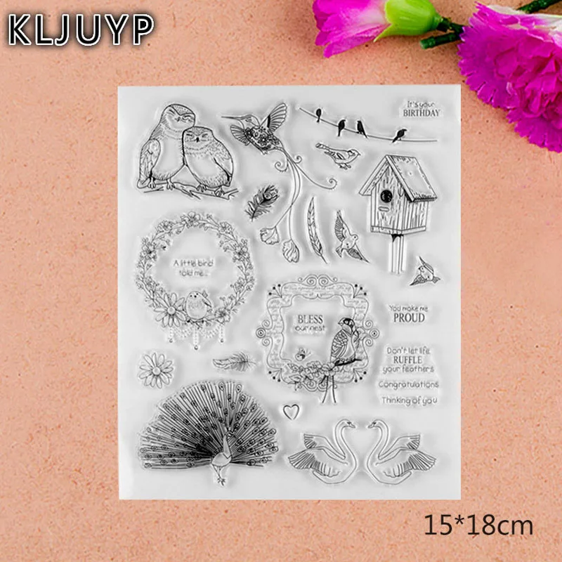 

KLJUYP 1 sheet DIY Birds and Swan Design Transparent Clear Rubber Stamp for kids Seal Paper Craft Scrapbooking Decoration