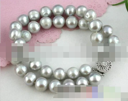 

Hot sell Noble- 01134 2ROW ROUND GRAY FRESHWATER PEARL BRACELET BANGLE Natural >>free shipping
