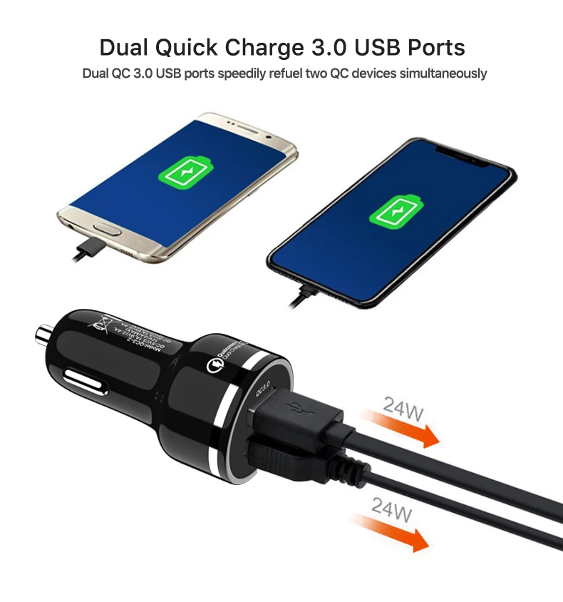 48W Dual Quick Charge 3.0 USB Car Charger QC 3.0 USB Charger (2)