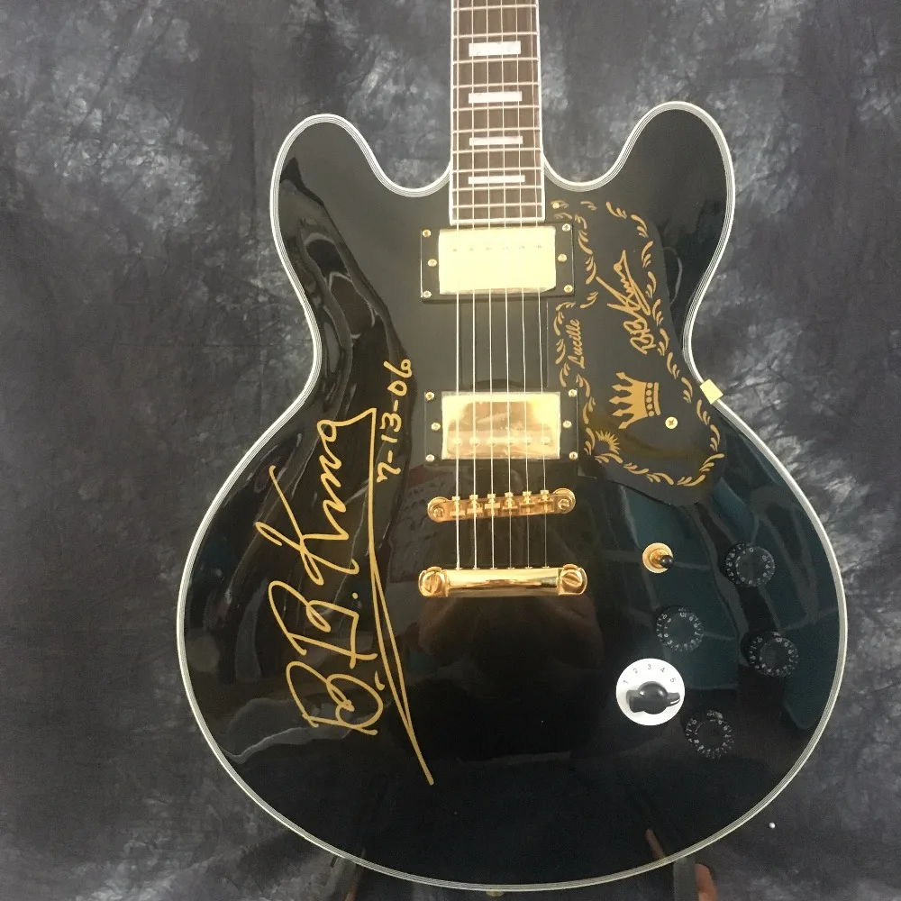 BB King Crown Electric Guitar in Black Hollow Jazz Guitars oem available EMS free shipping BB King Crown Electric Guitar in Black Hollow Jazz Guitars oem available EMS free shipping