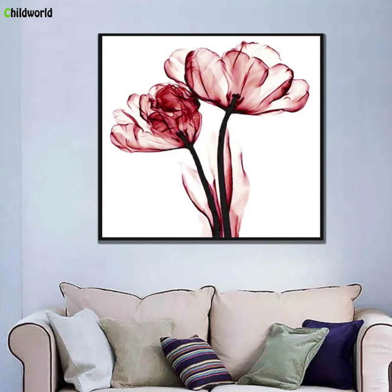 

Diamond Painting Full Diamond Painting Modern Simple Transparent Flower Room Household Decorative Painting Diamond Embroidery