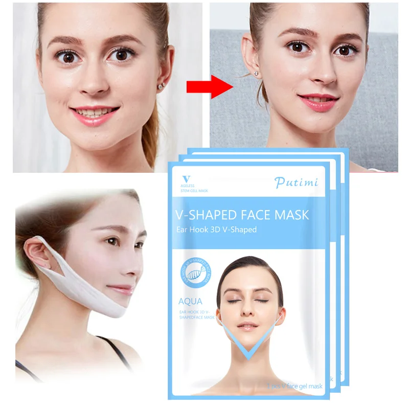 

3pcs Lifting Face Mask V-Shape Slim Chin Check Face Lift Peel-off Mask Anti Wrinkle Face Slimming Bandage Mask for Face Masks