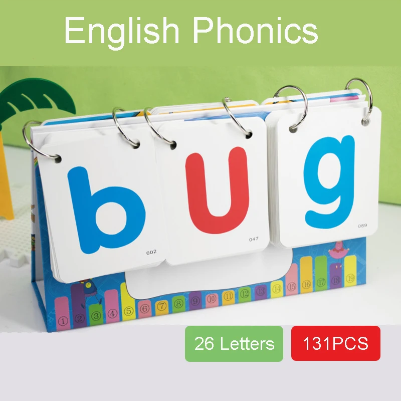 Calendário de Desktop Aprender a Língua Educativos para Crianças Presentes dos Jogos das Crianças Phonics Inglês Flashcards Ortografia Palavra Brinquedos 131 Pces 6 desktop aprender a língua brinquedos educativos para