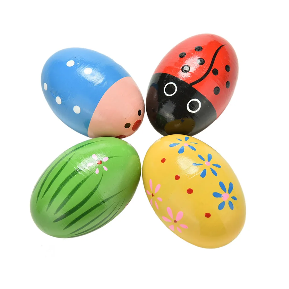 Детские красочные деревянные песочные яйца инструменты Ударные музыкальные игрушки цвета случайный