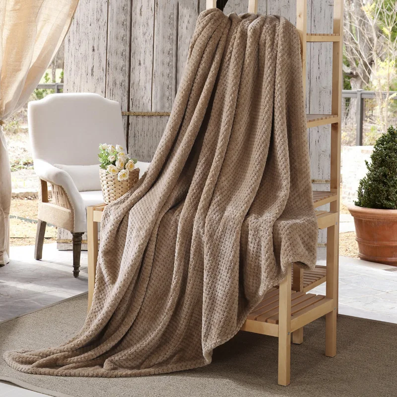 

Throw for Bed/sofa Travel Blanket HOT Winter Flannel Blankets Knitted Throws Pure Soft Blanket Throw Home Decorative Throw
