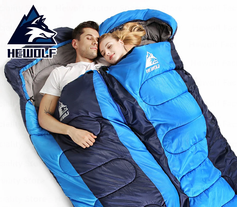 

Hewolf Outdoor Spring Autumn Cotton Sleeping Bag Splicing Envelope 3 Season Camping Sleeping Bag saco de dormir uyku tulumu