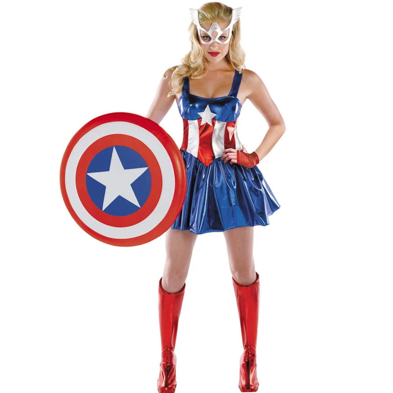 

Vocole Sexy Halloween Heroine Captain Cosplay Costume Hen Party Mini Dress Supergirl Avengers Fancy Dress