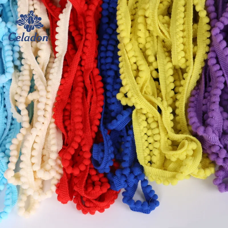 5Yard Pom Pom Trim Ball 10mm Pearl Fringe Ribbon Sewing Craft Accessories
