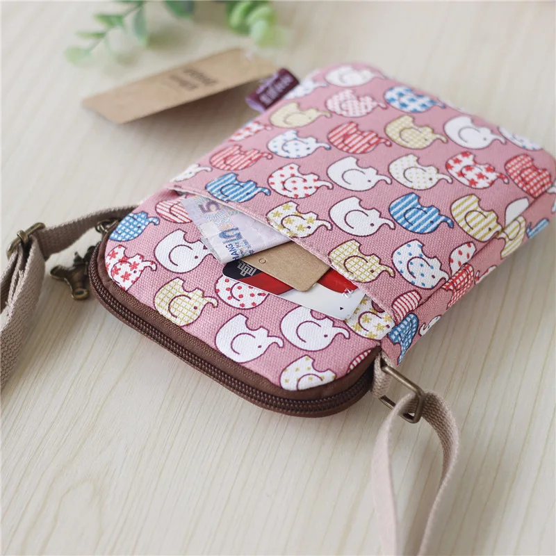 Женский кошелек из парусины с мультяшным принтом мини сумка для телефона Bolsa Carteira