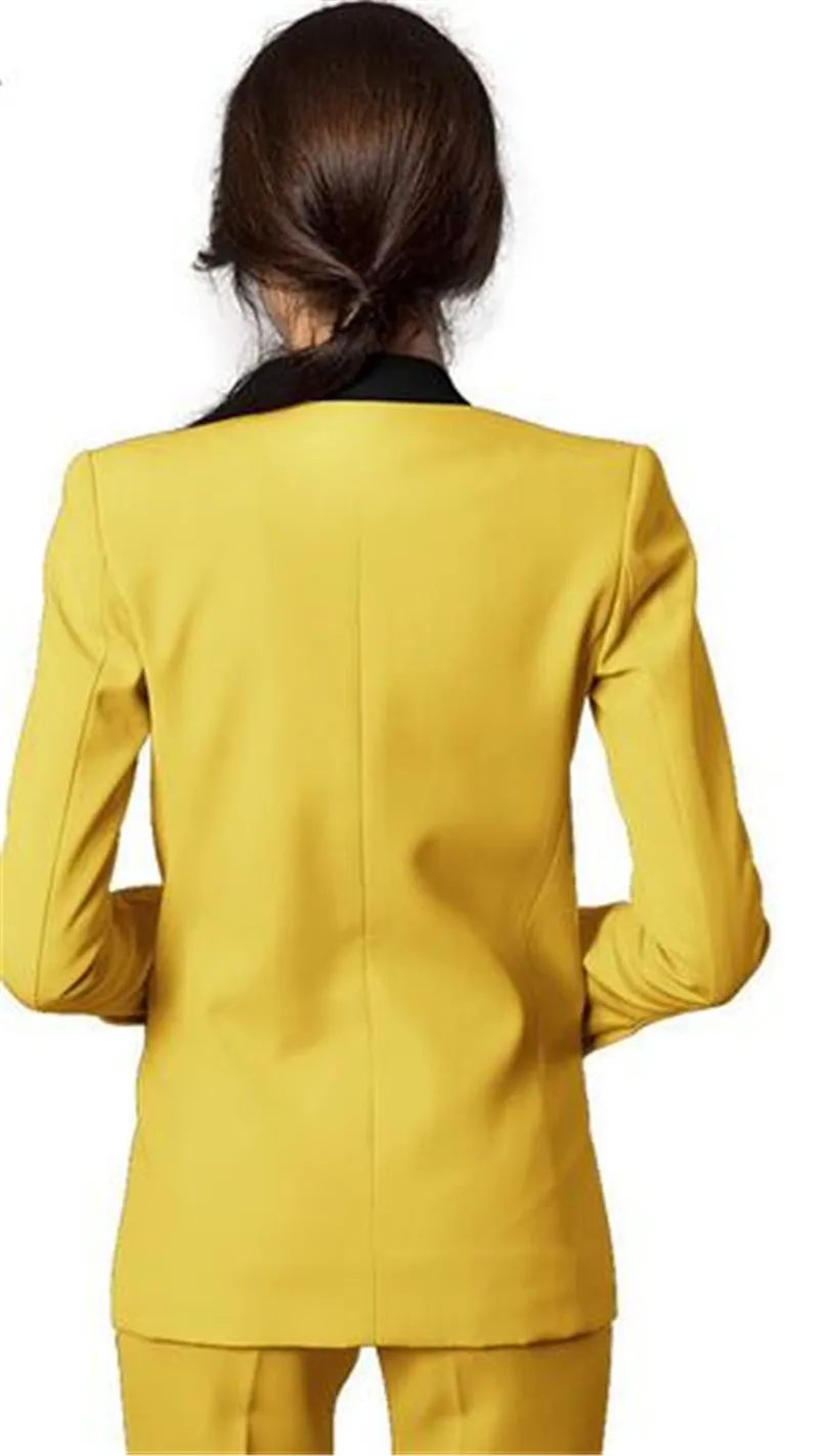 Yellow Office Uniform Women Female Business Suit Women Pant Suits 2