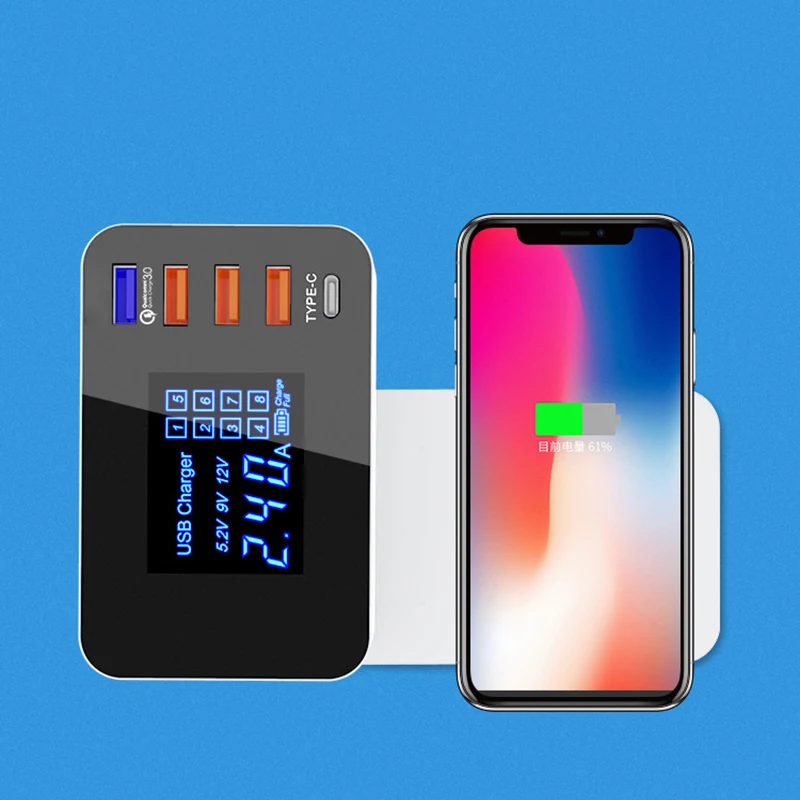 Thbelieve QC 3.0 Quick Wireless Charger 4 USB Multi Port Chargers Type C Mobile Phone Charging Station EU UK US Cellphone Charge (17)