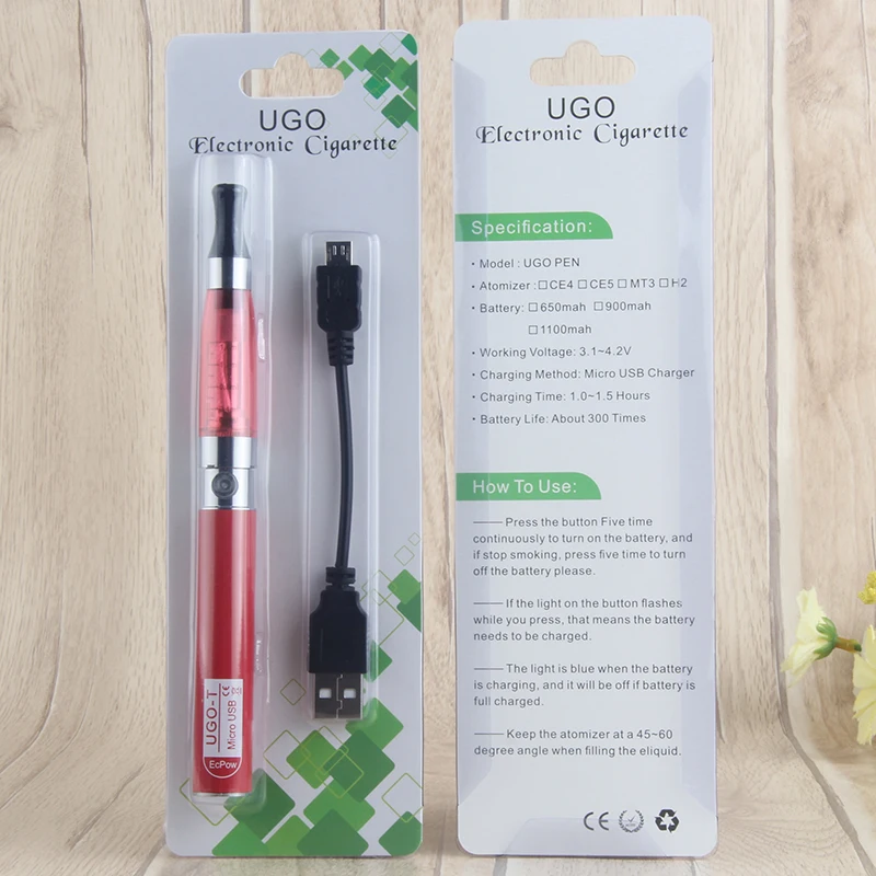 UGO T аккумулятор EGO электронная сигарета испаритель комплект 650 мАч батарея Vape 510 нить 1,6 мл CE4 MT3 атомайзер электронные сигареты