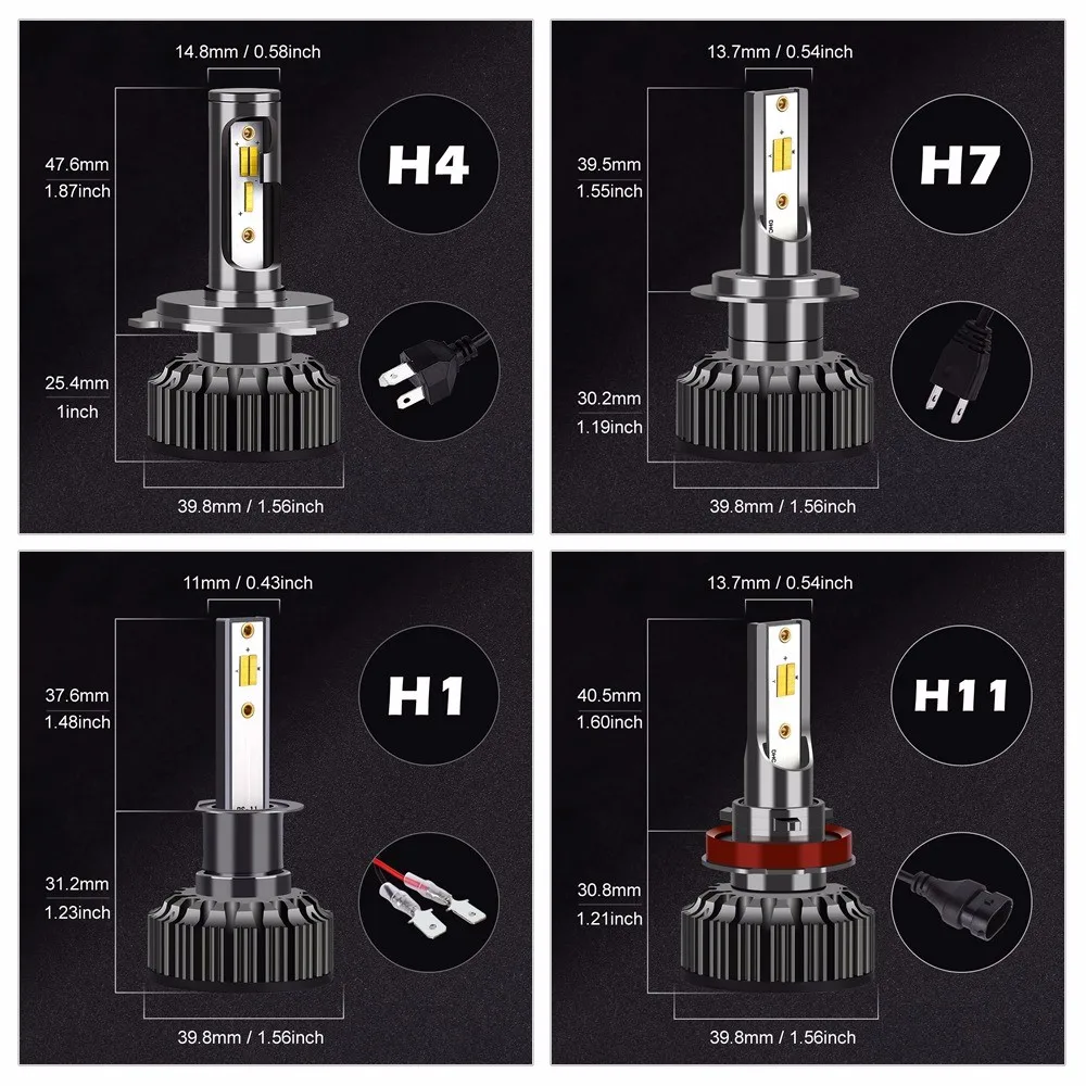 Infitary 2 предмета H4 светодиодный H1 H11 9005 9012 H7 светодиодный фар автомобиля 3 цвета Изменение фары 3000 К 4300 К 6500 К флэш-72 Вт авто огни