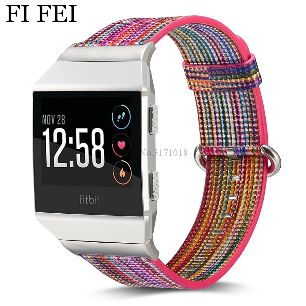 

FI FEI NEW Fashion Strap Rainbow Replacement Watch Accessory Bands Bracelet For Fitbit Ionic With Stainless Steel Metal Clasp