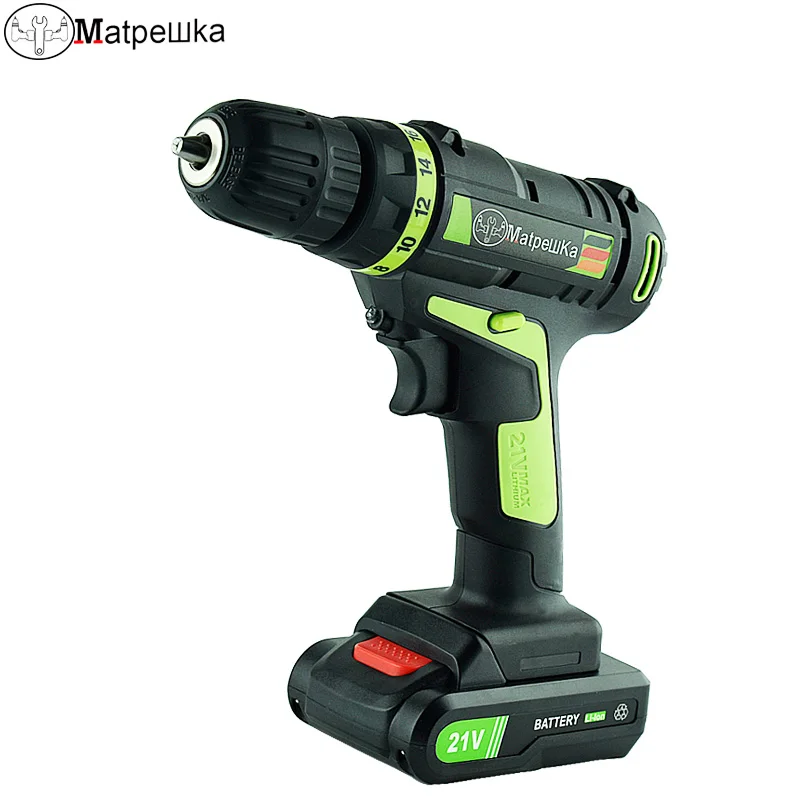 

21V electric screwdriver rechargeable household cordless drill power tools 2 battery +13 screwdriver head 8 screw sets
