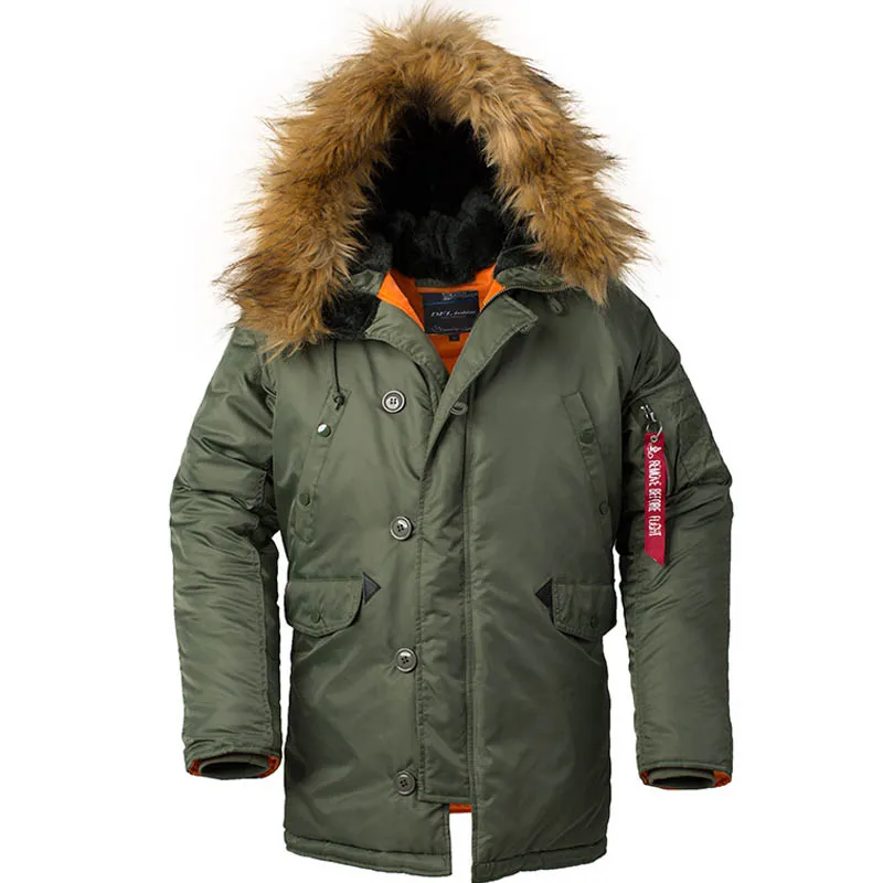 

New Winter N3B puffer jacket men long canada coat military fur hood warm parkas waterproof parka camouflage tactical bomber