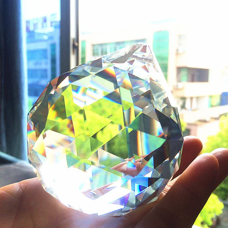 80mm (Free hooks) Crystal Glass Faceted Ball for Chandelier Crystal Crystal Suncatcher Prisms, crystal chandelier parts
