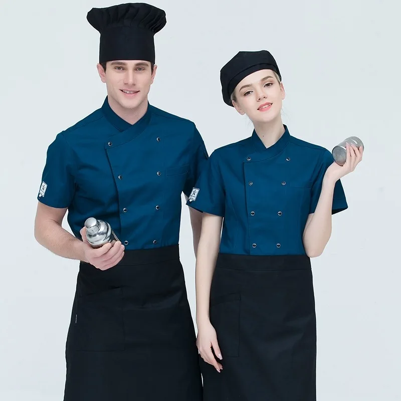 Летняя куртка шеф повара с коротким рукавом кухонная Униформа магазина Fastfood