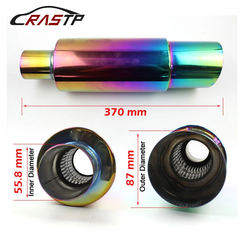 

RASTP-Universal 304 Stainless Steel Tail Exhaust Neo Chrome Hi Power Exhaust Pipe Racing Muffler Tip RS-CR1002