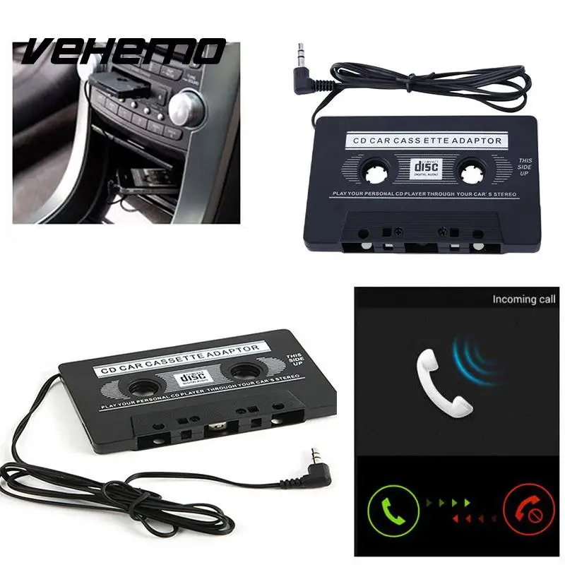 

Vehemo 3.5mm AUX Input Car Jack Cassette Tape Adapter Convertor Audio Cable Transmitters For Smart MP3 CD MD MP4 Music Adapter