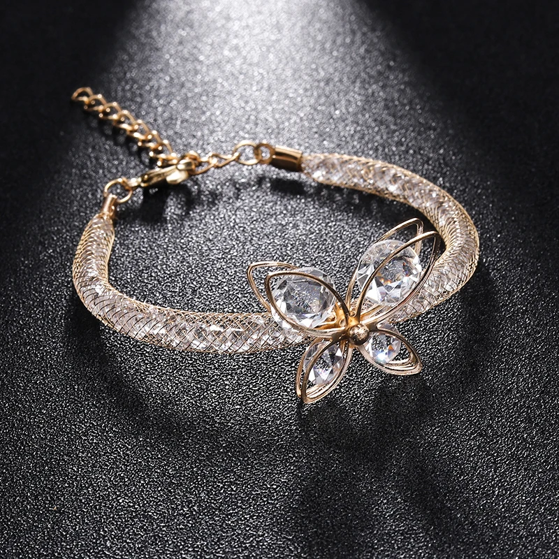 

2019 New Crystal Charm Bracelets & Bangles For Women Geometirc Butterfly Flower Elasticity Cuff Wrap Bracelets For Women Jewelry