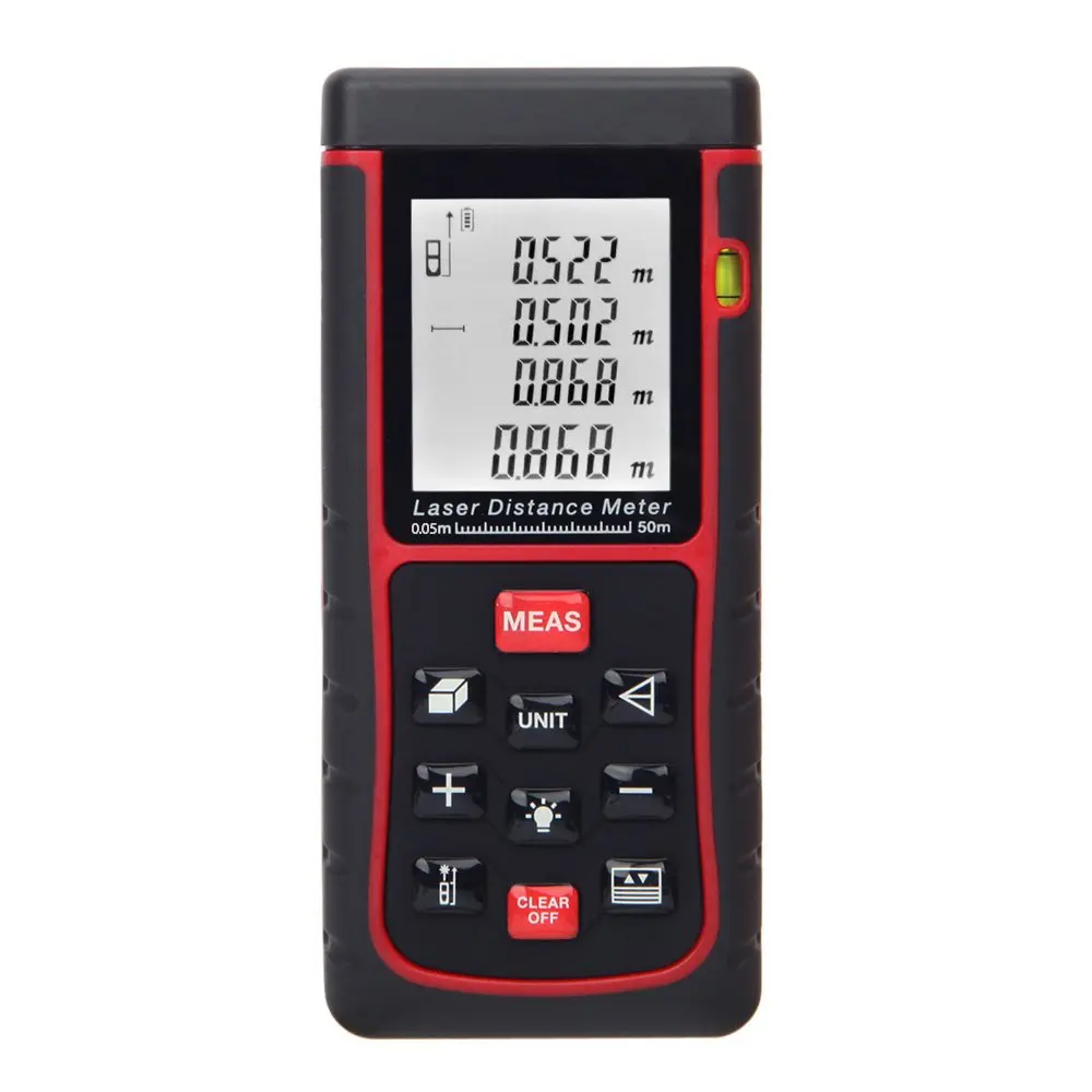

RZE-50 50m / 164ft Digital Laser distance measuring rangefinder Distance measuring surface volume with spirit level Black + Red