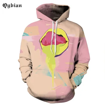 

Qybian Lips Pink Printed Hoodie Hoodies Men Women Long Sleeve Autumn Winter Brand Hooded Sweatshirt Casual Pullover 3D Hoody Top