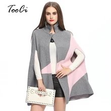 Осень Зима Новая мода бахрома Женское шерстяное пальто пончо женская серая накидка одежда вязаный кардиган