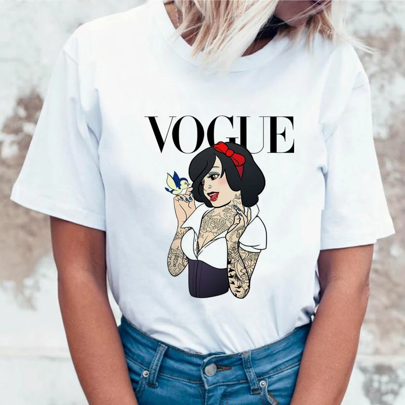

WVIOCE New Fashion Graphic Women T Shirt Harajuku Short Sleeves Tops Woman T-shirt Vintage Shirt Funny Cartoon Tops Female Tees