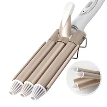 Kemei электрический прибор для укладки железа керамический прибор для завивки волос 3 баррель Перми ролики инструмент для укладки KM-1010 многофункциональная плойка