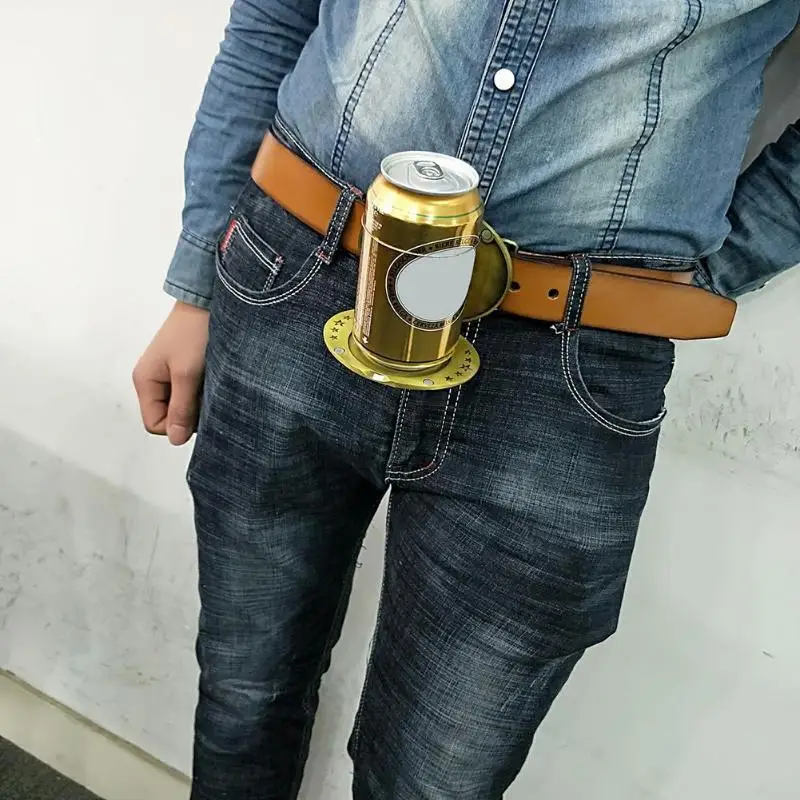

2019 Outdoor Bottle Waist Metal Beer Head Belt Buckle Funny Bottle Buckle for Camping Picnic Wine Can Holder Dropship