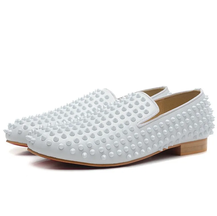 all white red bottoms with spikes