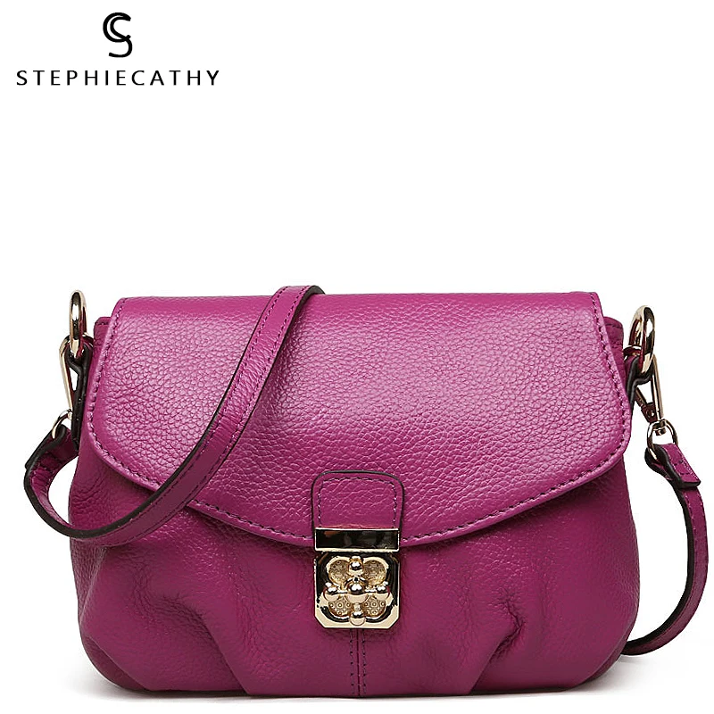 

SC Women Genuine Leather HandBags Femal Fashion Lock&Flap Cover Crossbody Bag Soft High Quality Cowhide Shoulder&Messenger Bags