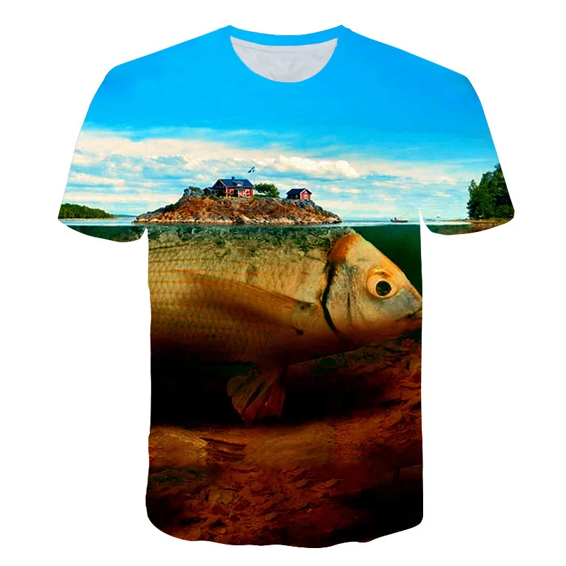 2019 New Fish 3d t Shirt Men Hip HopTshirt Fisherman Tropical Print T-shirt Funny T Shirts Summer Fishinger Animal Mens Clothing