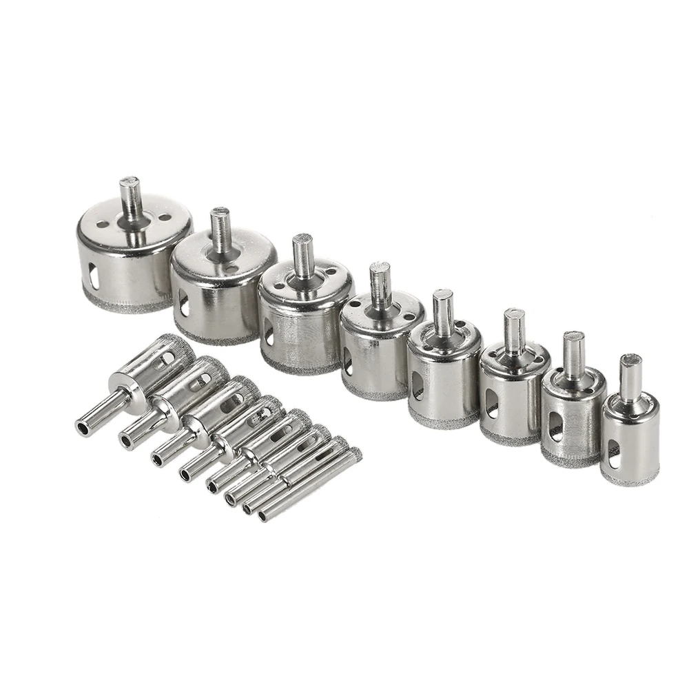 16PCS 6 50mm Glass Hole Saw Kit Diamond Coated Core Hole Saw Marble